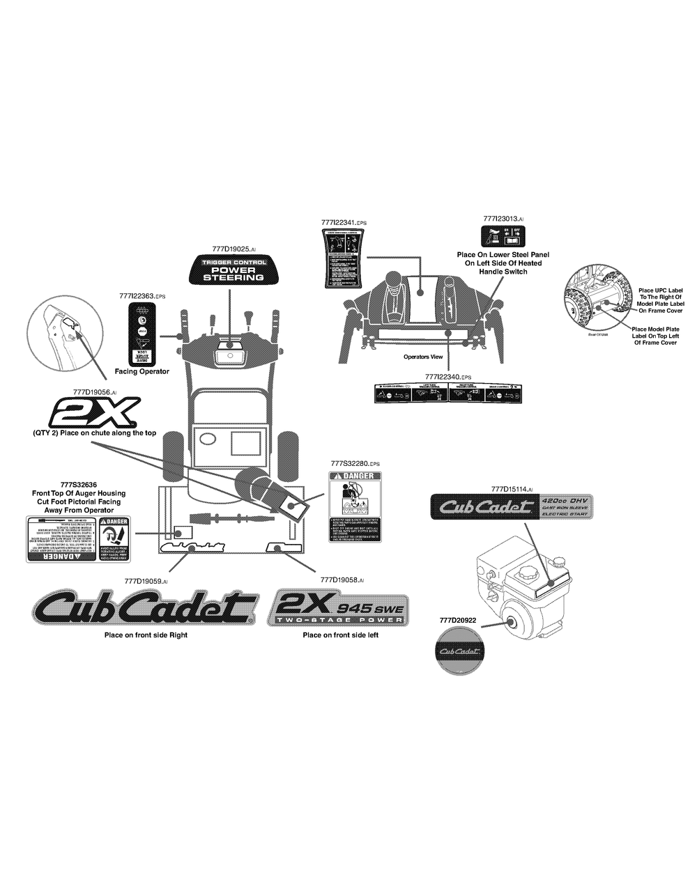 Label Map 31bh97sw710 Diagram and Parts List for 2X945SWE (31AH97SW756-31BH97SW710-31BH97SW756)(2015) Cub Cadet Snow Blower